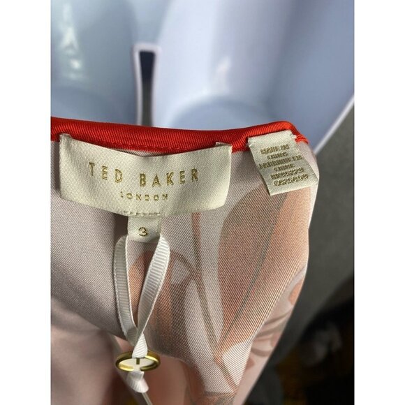 Ted Baker Womens Fantasia Wrap Top Peach Floral Half Sleeve Trimmed 3 / US M New - Picture 6 of 9